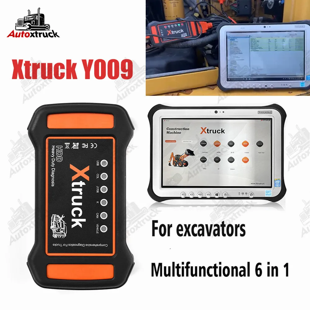 Сканер OBD2 Xtruck Y009 для экскаватора, Строительная техника, диагностические инструменты, многофункциональный тяжелый грузовик с планшетом FZG1