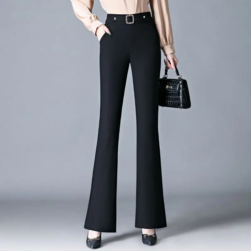 Женские модные однотонные расклешенные брюки с высокой талией новинка 2024