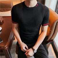 2022 brand clothing high quality for men short sleeve sweatersmale slim fit o neck leisure knitting sweaterman plus size s 4xl