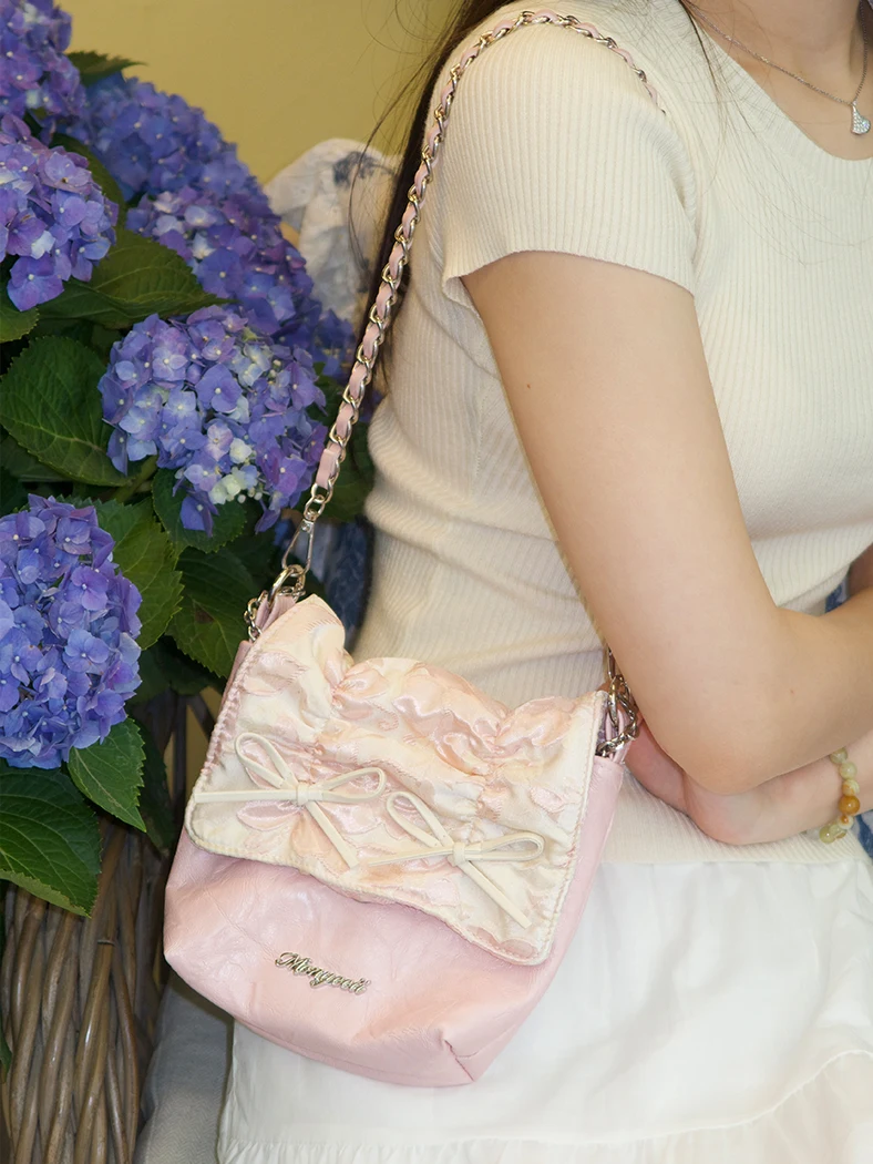 Monyeeii Mengye Cloud Sweet Flower Bow Балетная сумка с откидной крышкой под мышками Сумка на