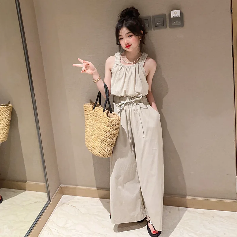 Спортивный костюм для девочек-подростков топ с принцессой и брюки широкими