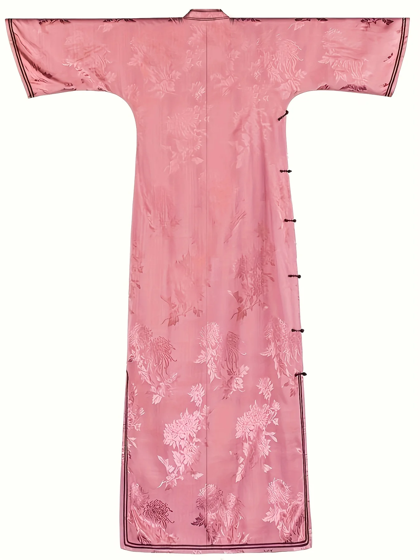 Китайское винтажное платье-Ципао с контрастной отделкой рукавом три четверти и