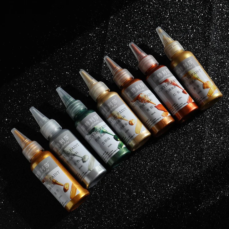 

60ml Gold Paint Metallic Acrylic Paint Waterproof Not Faded DIY Painted Pigments For Oil Painting