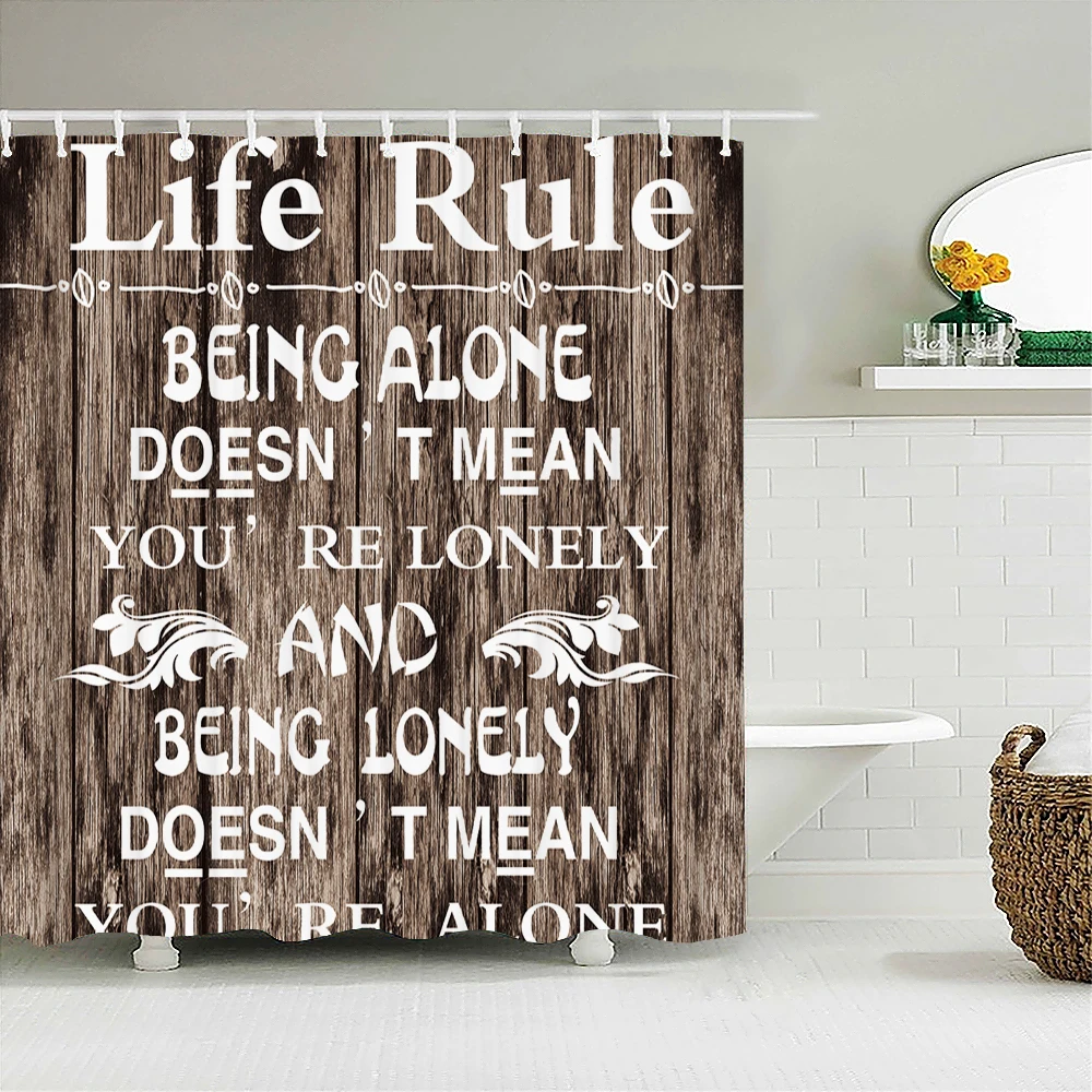 

Занавеска для ванной в винтажном стиле, деревянная водонепроницаемая ткань в стиле ретро, s-образный экран для ванной, домашний декор
