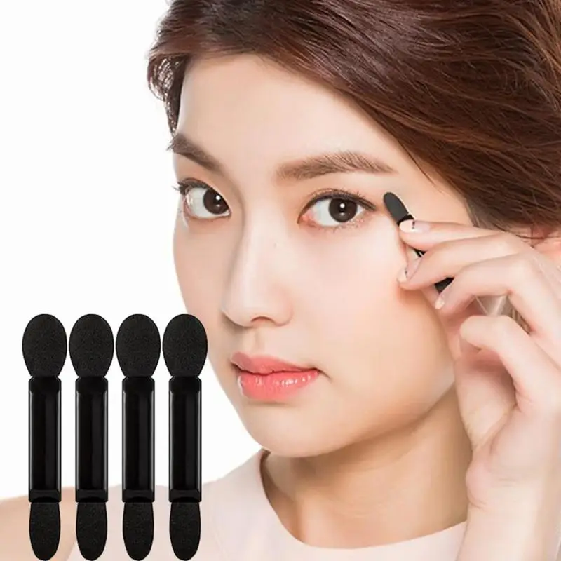

10pcs Black Double-Head Sponge Eye Shadow Eyeliner Brush Applicator Tools Soft Disposable Sponge Stick Cosmetic Eye Makeup TSLM1