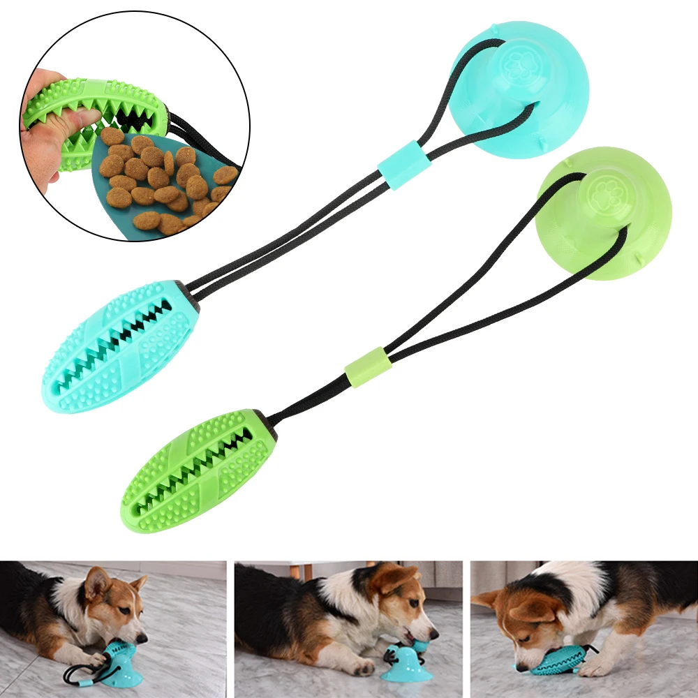 

TPR Chew Ball Cleaning Teeth Interactive Fun Pet Leakage Food Cat Dog Toys Funny with Suction Cup Pet Molar Bite Toy