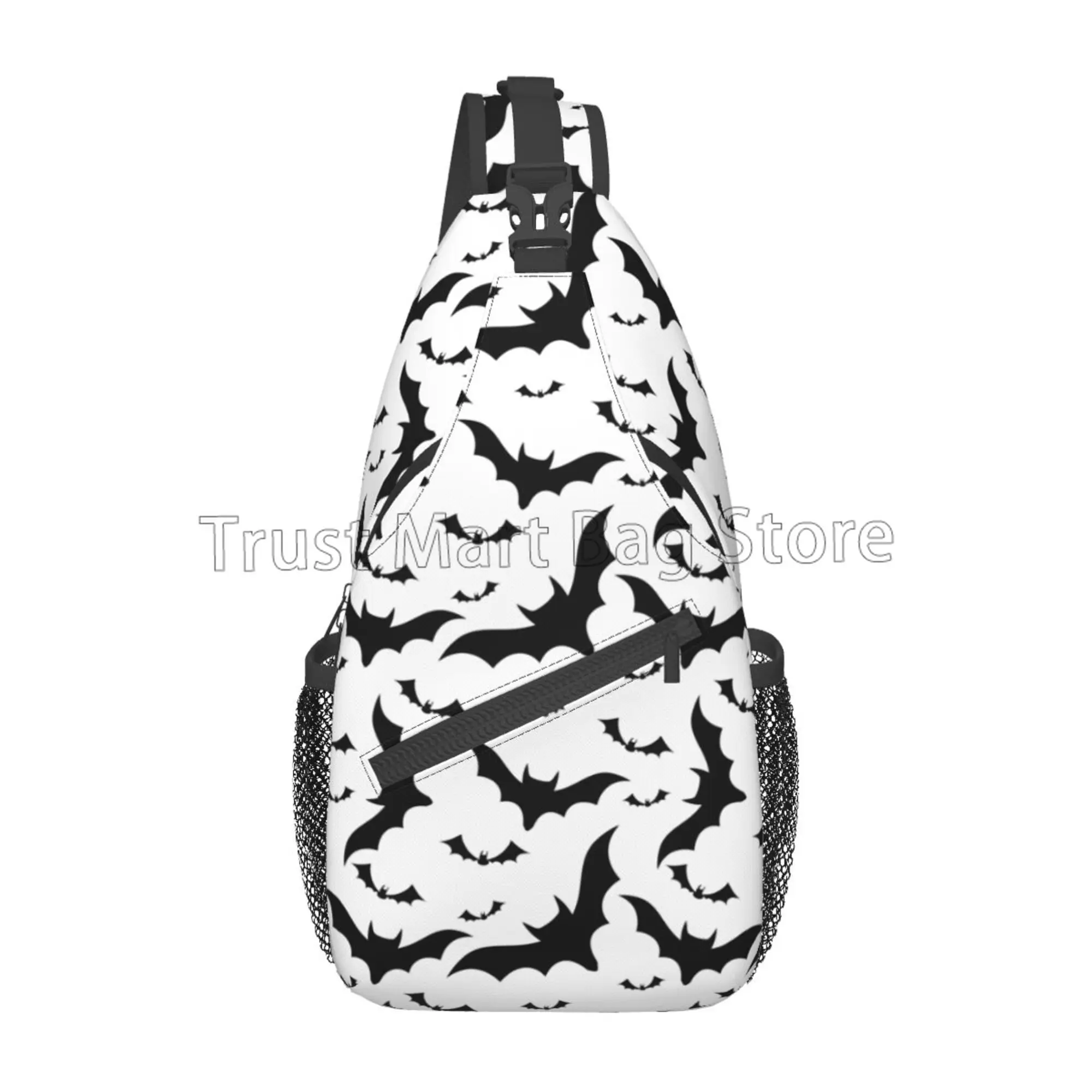 

Halloween Bat Large Crossbody Backpack Sling Bag for Men Women Shoulder Daypack with Water Bottle Holder for Travel Chest Bags