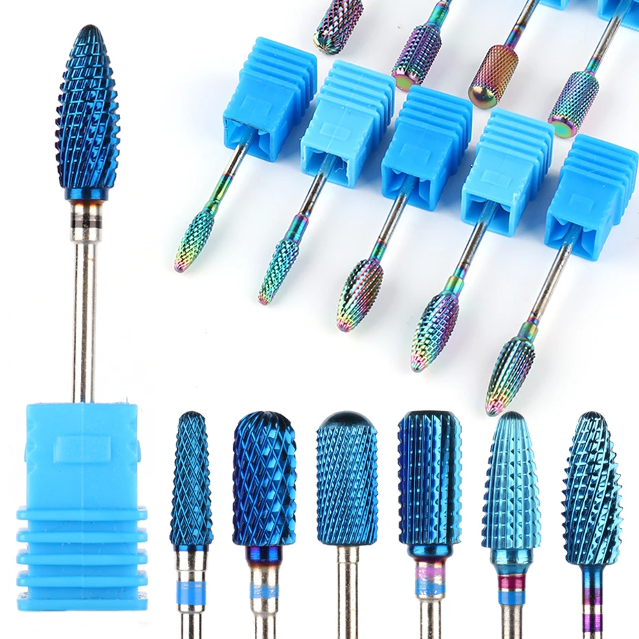 

1pcs Diamond Tungsten Carbide Nail Drill Bits Rainbow Coating Milling Cutter For Manicure Electric Rotary Nail Tools JIXDS01-18