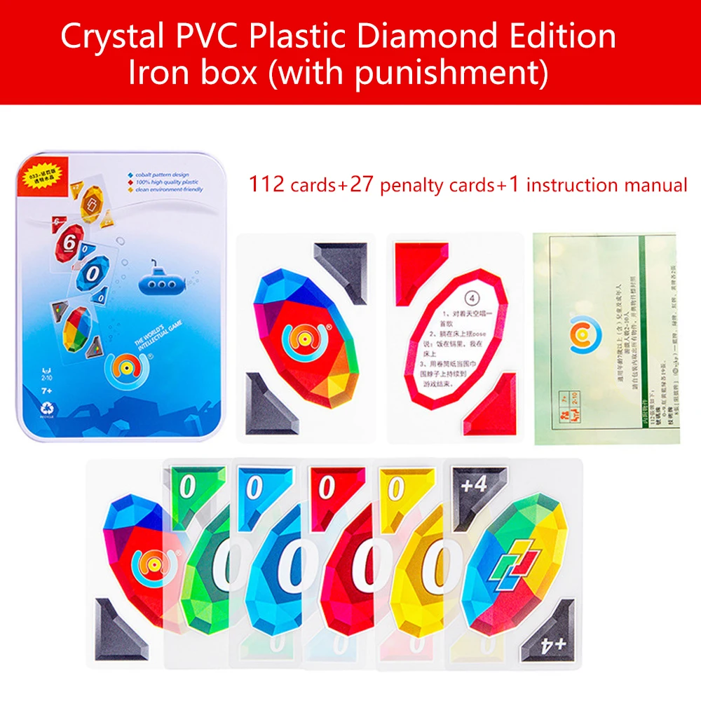 Водостойкая Карточная Игра UNO Из ПВХ Семейная Настольная Забавные Развивающие