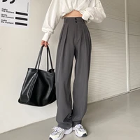 casual solid womens suit pants loose all match womens high waist straight pants fashion women floor mopping trousers 2022 new