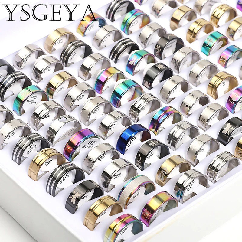 

YSGEYA 50 шт. кольцо оптом титановое стальное покрытие низкая цена оптовые изделия для стандартных корейских трендов Бесплатная доставка издел...