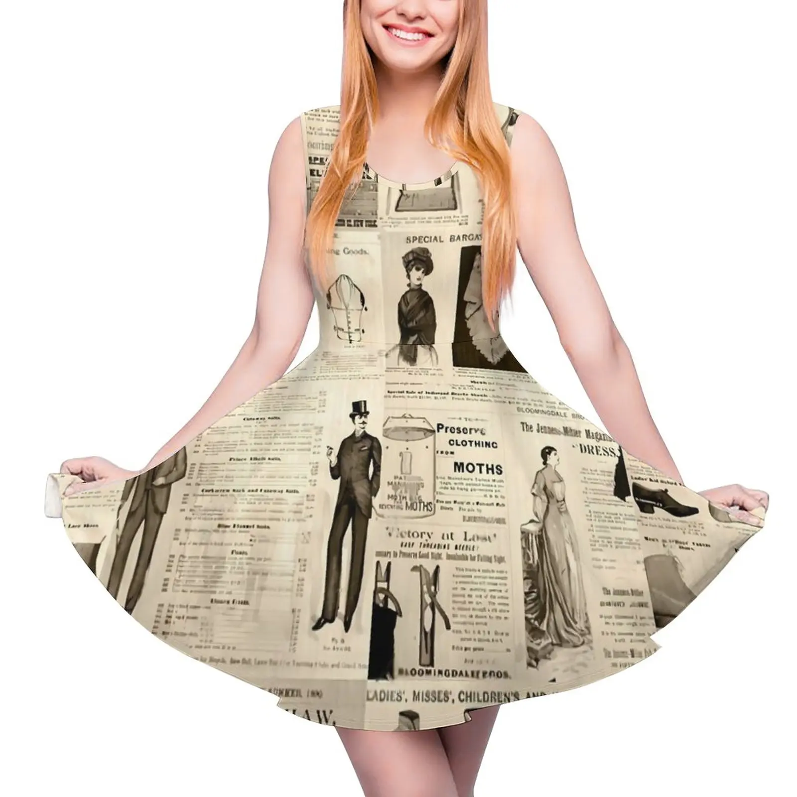 

Женское винтажное платье с принтом, без рукавов