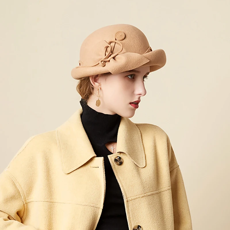 

Женская фетровая шляпа-«колокол», с цветочным принтом