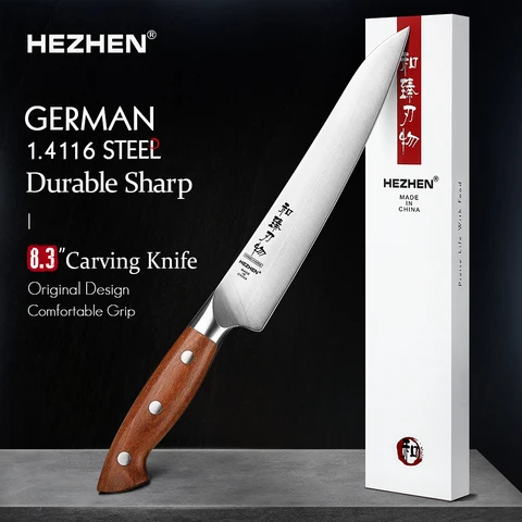 HEZHEN 8,3 дюймов нож для резьбы 1,4116 сталь красная деревянная ручка инструменты для приготовления пищи сердечник лезвие кухонный нож аксессуары коробка
