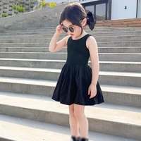 young girls elegant goth dresss black sleeveless tutu dress backless off shoulder party summer kid dresses 1 6 years old
