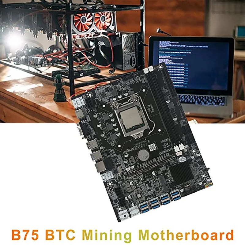 

Материнская плата B75 для майнинга с 8 картами + процессор + USB3.0 pin адаптер 8 USB3.0 слот GPU LGA1155 2X DDR3 ОЗУ слот SATA3.0 для BTC/ETH