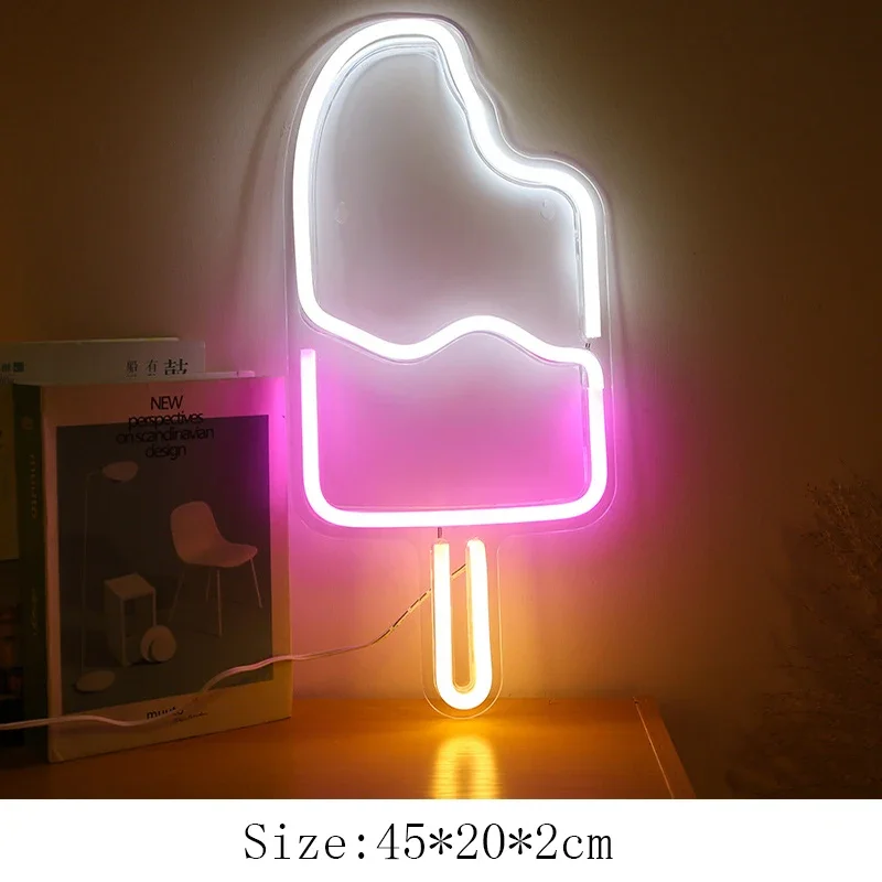 

Неоновая лампа "Мороженое", белый/розовый свет