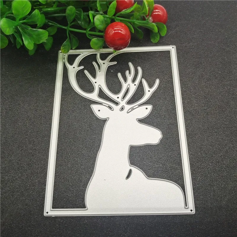 

Новое поступление 2022 металлические Вырубные штампы для скрапбукинга «сделай сам» Искусственные Рождественские Элементы голова оленя геом...