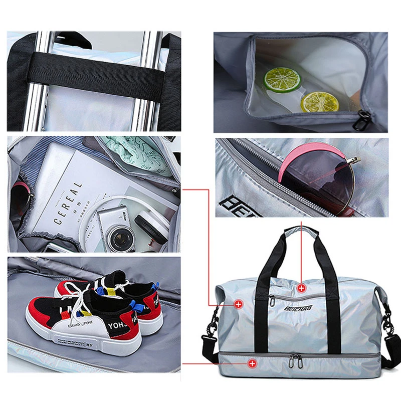 Ярко-розовые женские спортивные сумки для фитнеса влажная сухая сумка спортзала