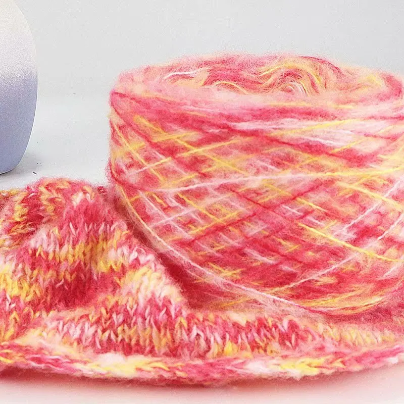 

100g/ball Soft Mohair Fiber Long Angora Wool Hand Knitting Yarn Roving Weave Scarves Rainbow Crochet Handknit Threads Dropship