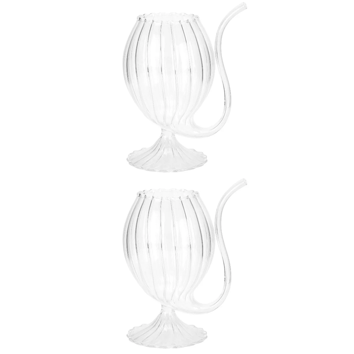

2 Creative Glass Beverage Cup with Glass Cup (Transparent Color)