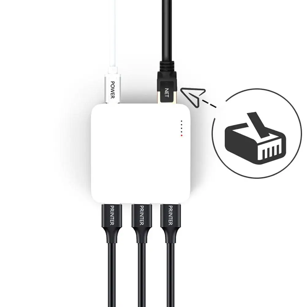 3 USB-порта Сетевой сервер печати Np332 Многоинтерфейсный Сетевая печать Wi-Fi Bt4.0