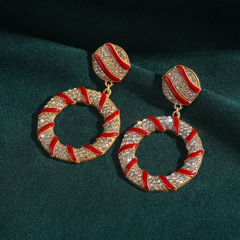 Сережки-капельки STALAIT медные с красным камнем