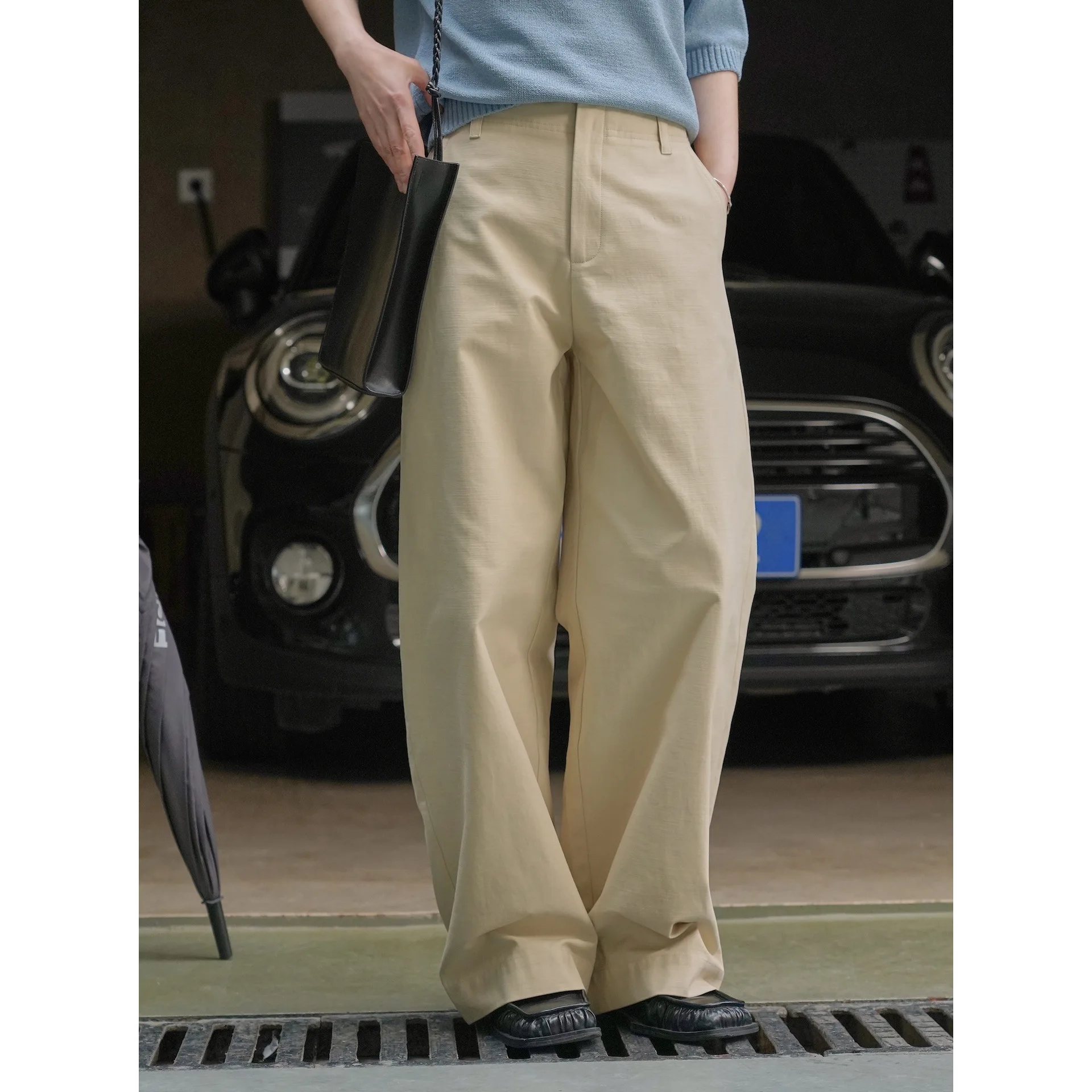 Spring and Summer Women's Casual Solid High Waist Loose Wide Leg Pants