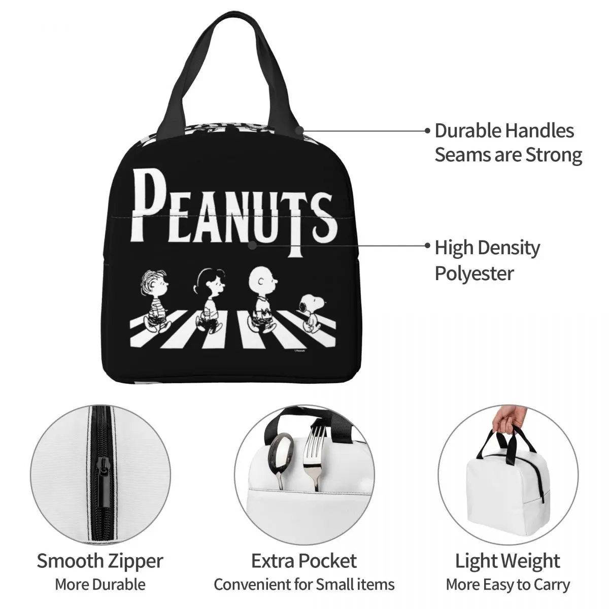 Изолированная сумка для ланча Snoopy через дорогу мультяшный ланч-контейнер