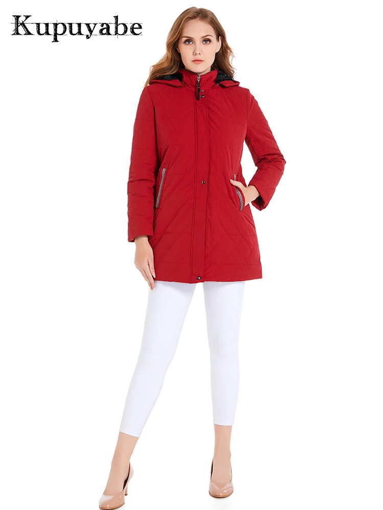 KUPUYABE Women's Plus Size Winter Cotton Jacket Coral Fleece Hooded Cotton Padded Cotton Jacket Warm and Wind-resistant Coat