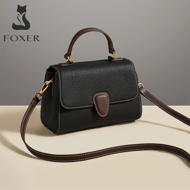 FOXER Business Lady Elegant Genuine Leather Handbag Large Capacity Commuter Tote For Women's Top Quality Shoulder Crossbody Bags