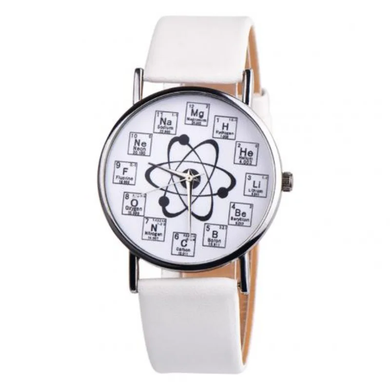 2023 Fashion Chemical Element Markers Molecule Pattern Watch Women Ladies Students Girs Casual Leather Belt Quartz Wristwatches
