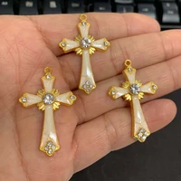 10pcslot alloy cross pendant shapes metal rhinestone jewelry diy silver gold accessories handwork gold decoration