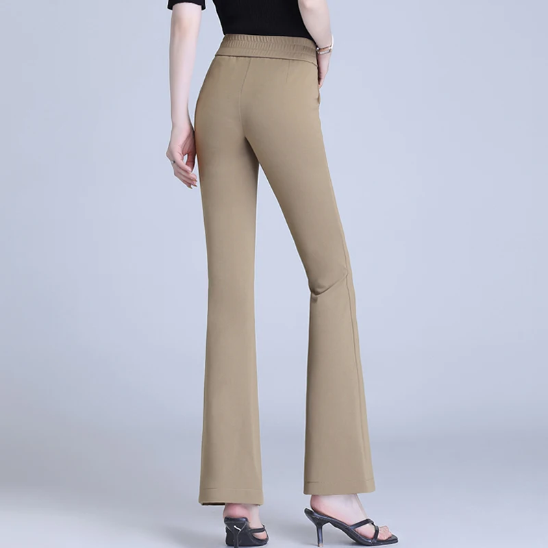 Элегантные брюки-клеш с высокой талией женские офисные повседневные однотонные