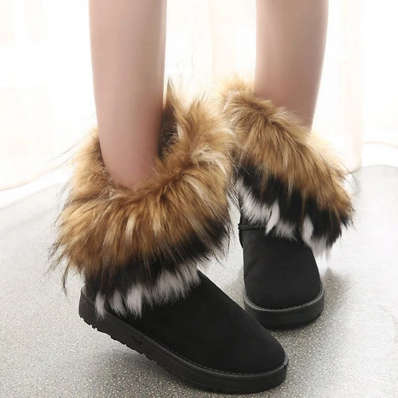 

Women Boots Ladies Winter Warm Ankle Boots for Women Shoes Style Round-toe Slip on Female Flock Boot Ladies Shoes