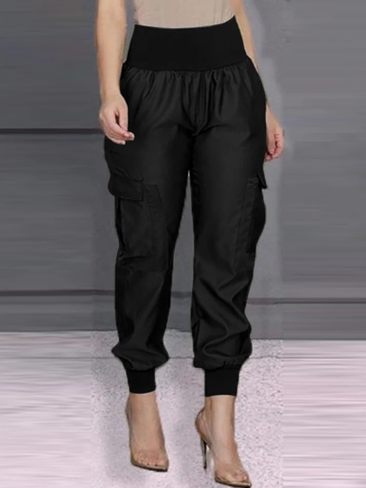 

Fashion Women Spring Solid Trousers Casual Loose Long Pantalon Elastic Waist Turnip Palazzo Oversize Harem Pants ZANZEA 2022