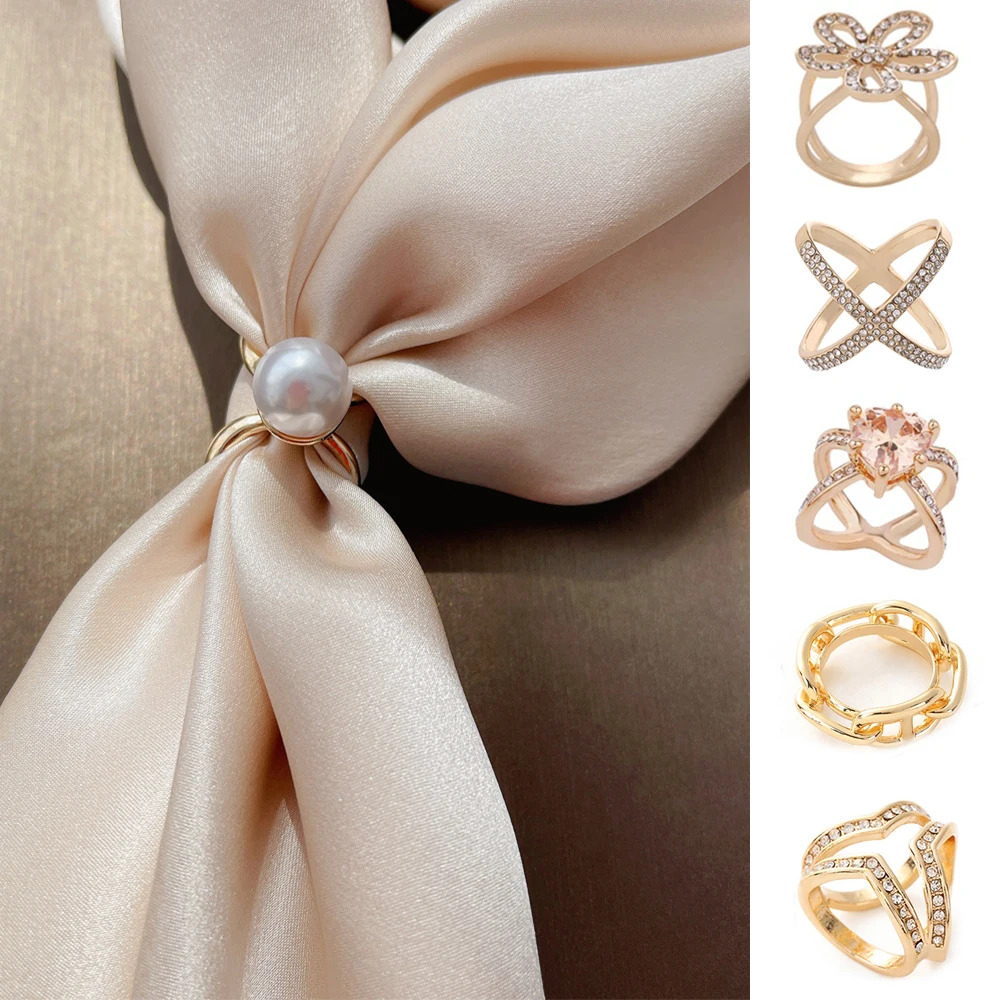 

Fashion Metal Brooches For Women HIjab Buckle Cincin Shawl Diamond Imitation Pearl Scarf Holder Tudung Clips Scarf Accessories