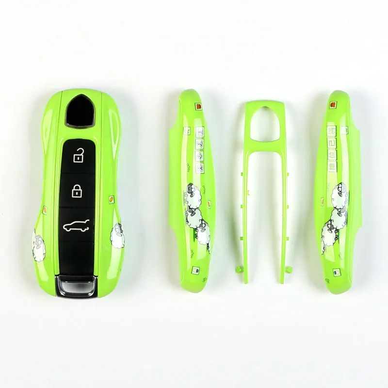 

Набор из 3-х предметов, окрашенный чехол для автомобильного ключа, чехол для ключей, подходит для Porsche Macan Cayenne 718 Cayman 911 Panamera Boxster Taycan