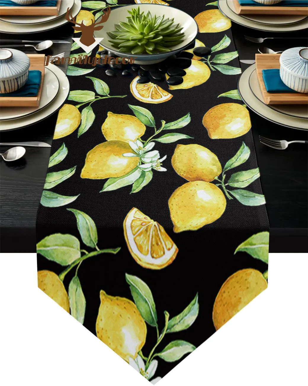 

Современная черная скатерть для стола, акварель, лимон, фрукты, деревенский Свадебный декор, скатерть для дома, вечерние, кухни, обеденного стола, коврик