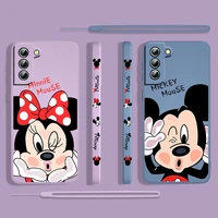 mickey mouse minnie couple for samsung galaxy s22 s21 s20 s10 note 20 10 ultra plus pro fe lite 5g liquid left rope phone case