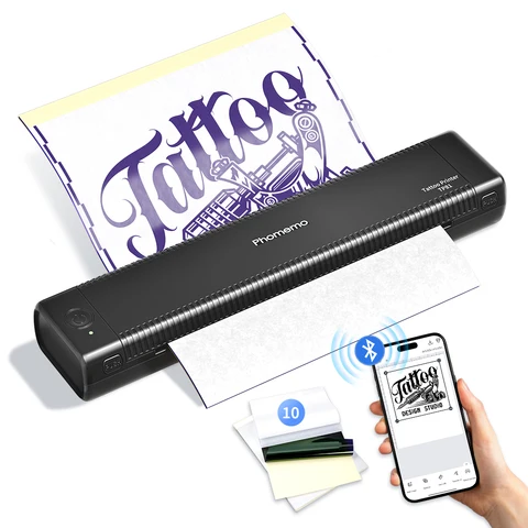 Новая версия 2023 года, принтер для татуировки Phomemo, беспроводной трафаретный принтер TP81, термомашина с 10 шт., принтер для переноса бумаги