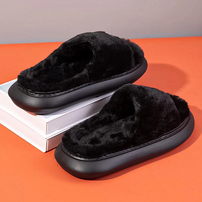 YISHEN Fur Slippers Women Slides Furry Flat Sandals Indoor House Shoes Thick Slides Ladies Flip Flop Luxury Zapatillas De Piel