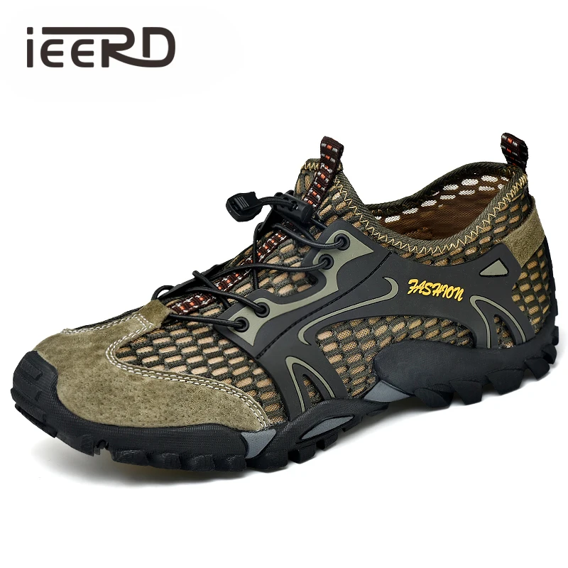 Summer Breathable Men Hiking Shoes Suede + Mesh Outdoor Camping Sneakers Men Climbing Shoes For Men Sport Shoes
