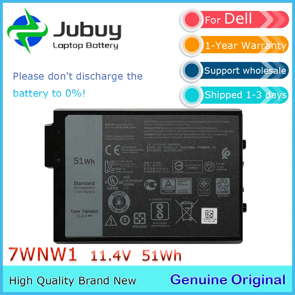 7WNW1 11 4 В 51 Втч оригинальный аккумулятор для ноутбука Dell Latitude 7424 5424 5420 Rugged Extreme Series
