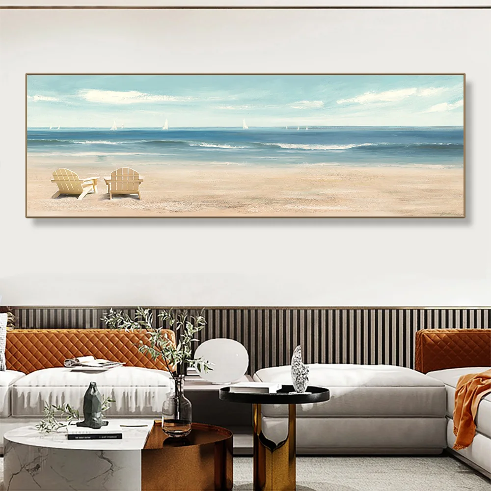 Скандинавский абстрактный морской пейзаж картина маслом на холсте фотообои и