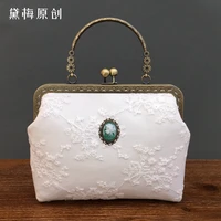 handmade cheongsam bag embroidery female retro portable lace small handbag