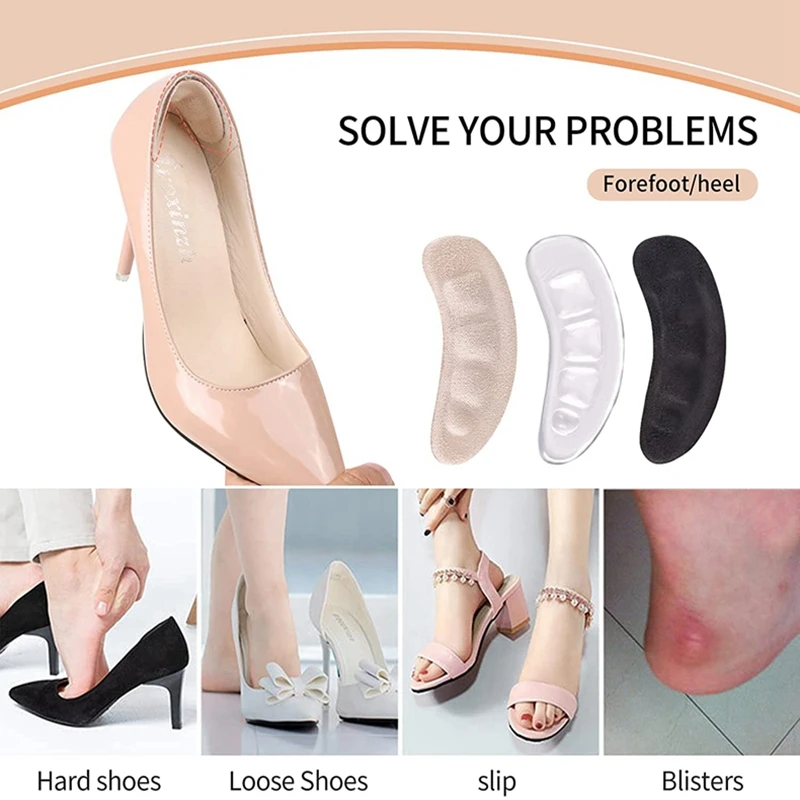 

Non-Slip Silicone Forefoot Pads Pain Relief Women Inserts Self-adhesive Heel Gel High Heels Stickers Sandals Metatarsal Cushions