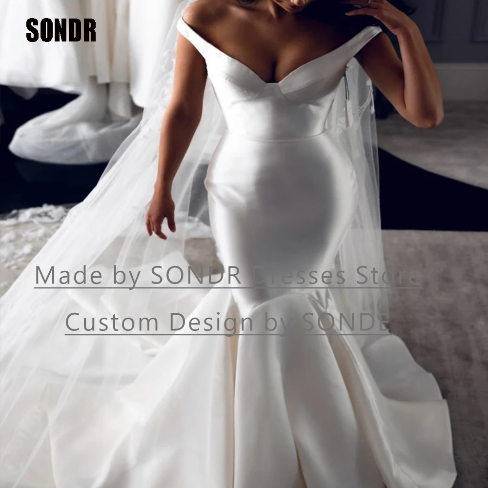 

SONDR Royal Satin Sleeveless Princess Bride Wedding Dress Mermaid Simple Custom Made Plus Size Bridal Bride Dress 2023