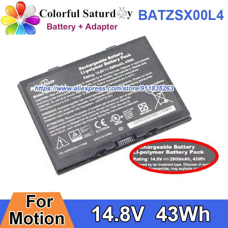 

Оригинальный аккумулятор BATZSX00L4 14,8 в BATZSX01L4 2900 мАч 43Wh для планшета с датчиком движения R12 R0012 R001 XR12, настольного ПК