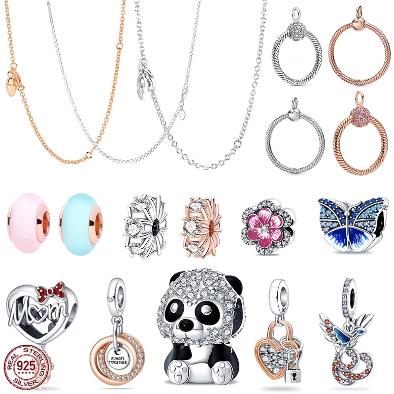 

High Quality 925 Sterling Silver O Pendant O Fashion Panda Charm Beads fit Original Design Style DIY Women Gifts